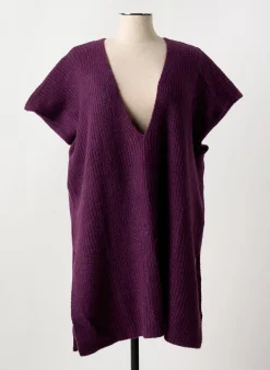 Pull Tunique Mat. Violet Manches Courtes