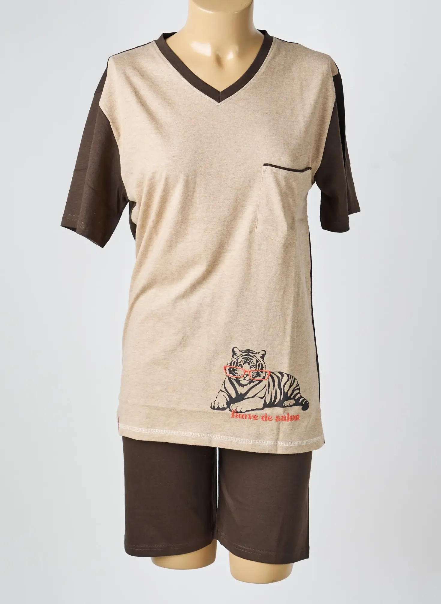 Pyjashort Rose Pomme Marron