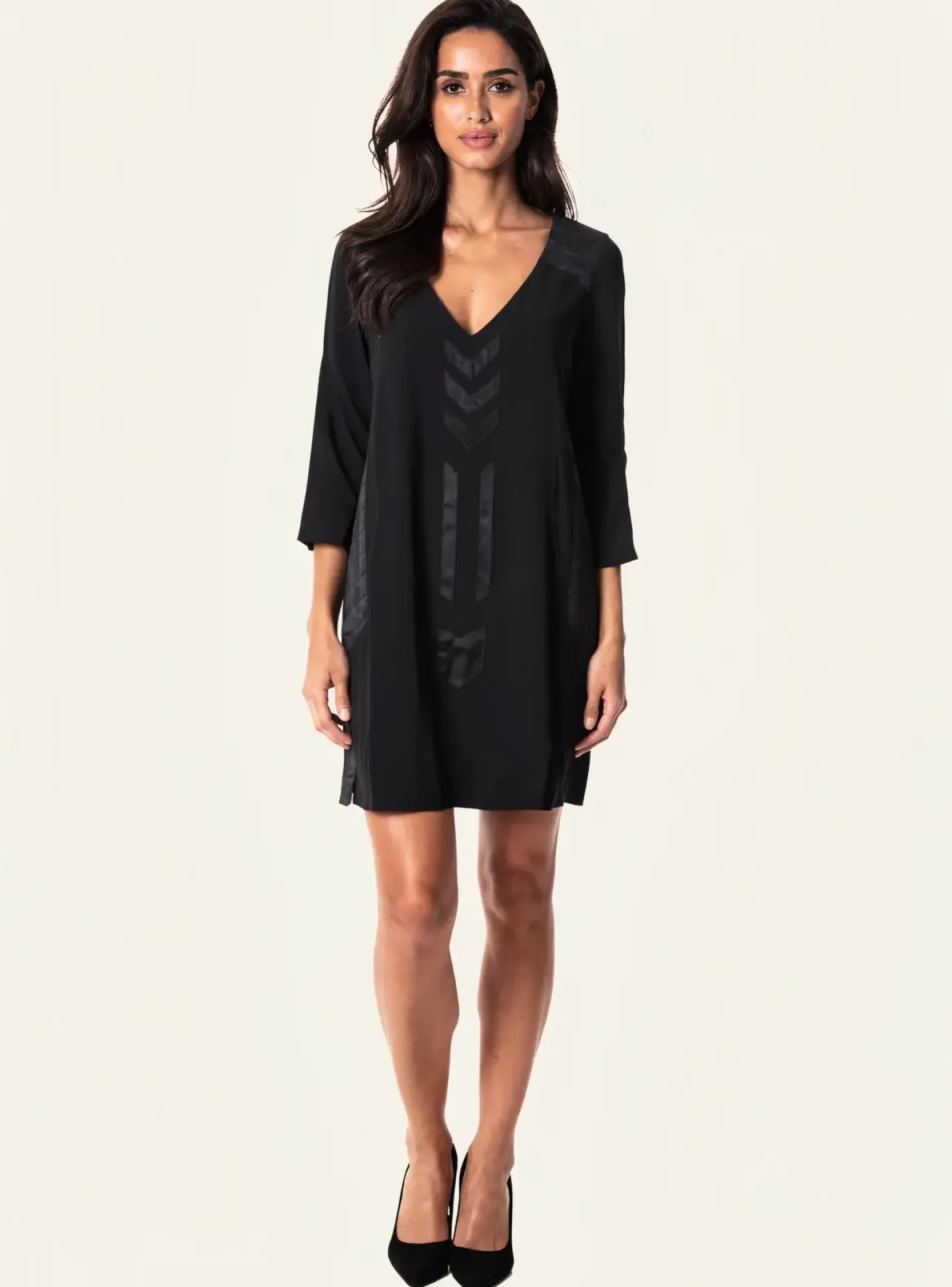 Robe Courte Belair Noir Manches Longues