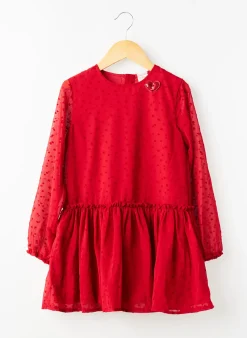 Robe Courte Boboli Rouge Manches Longues