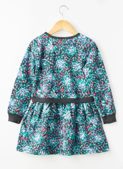 Robe Courte Boboli Vert Manches Longues