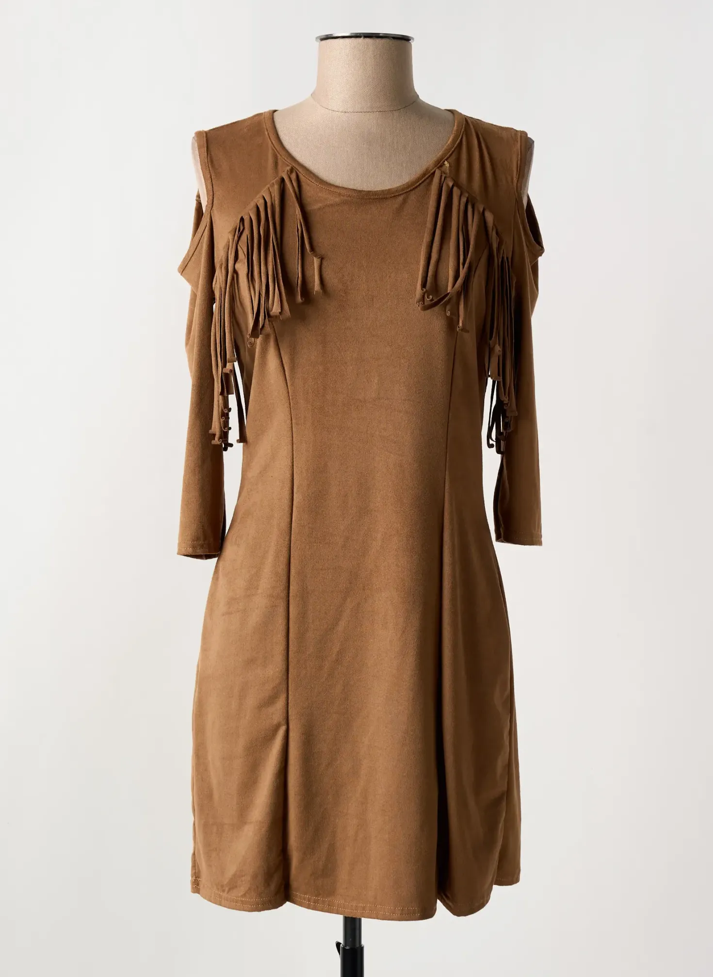 Robe Courte Ell'a Marron Fonce Manches Longues