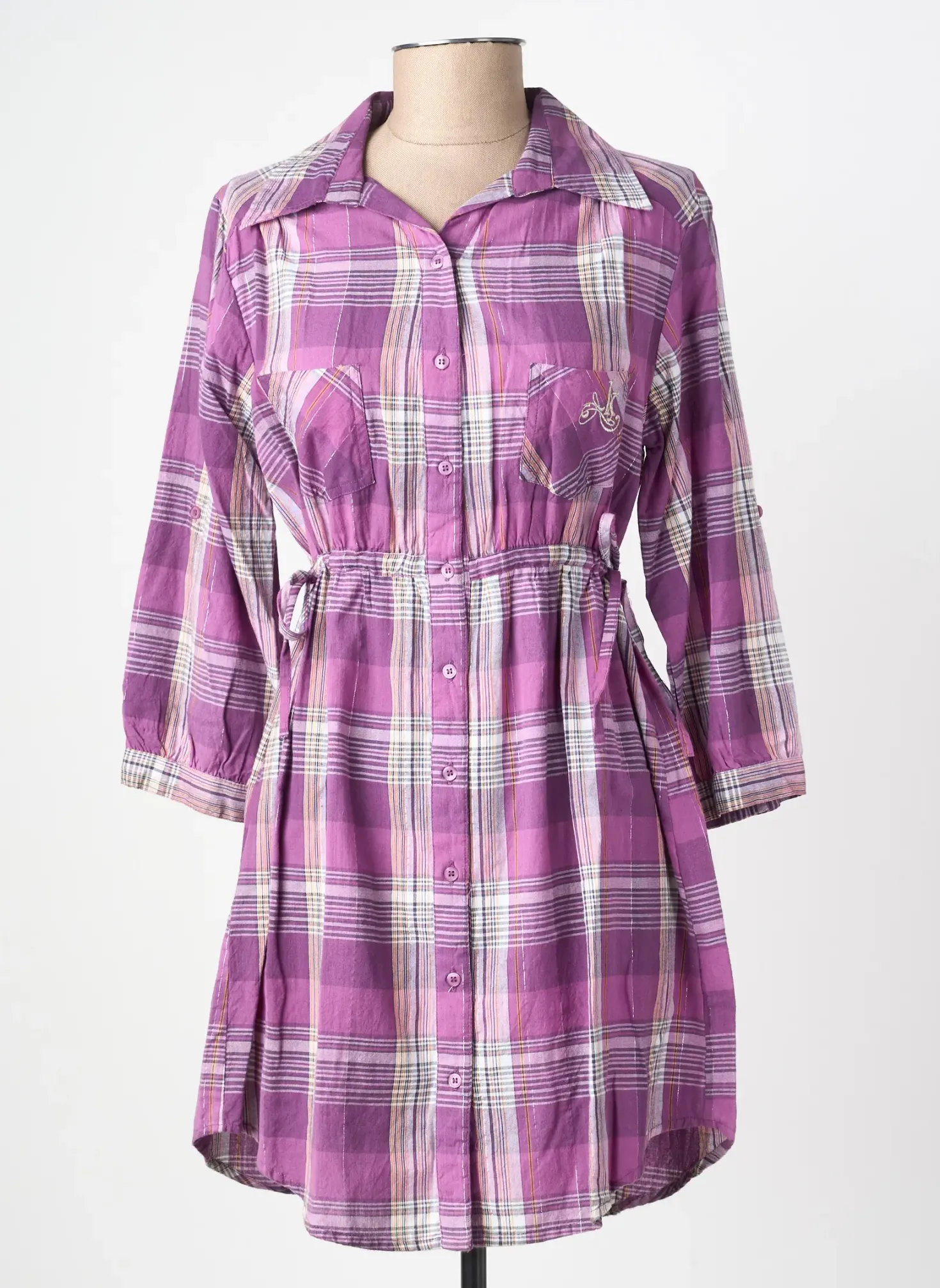 Robe Courte Kalai Violet Manches Longues