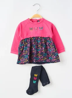 Robe Courte Losan Rose Manches Longues