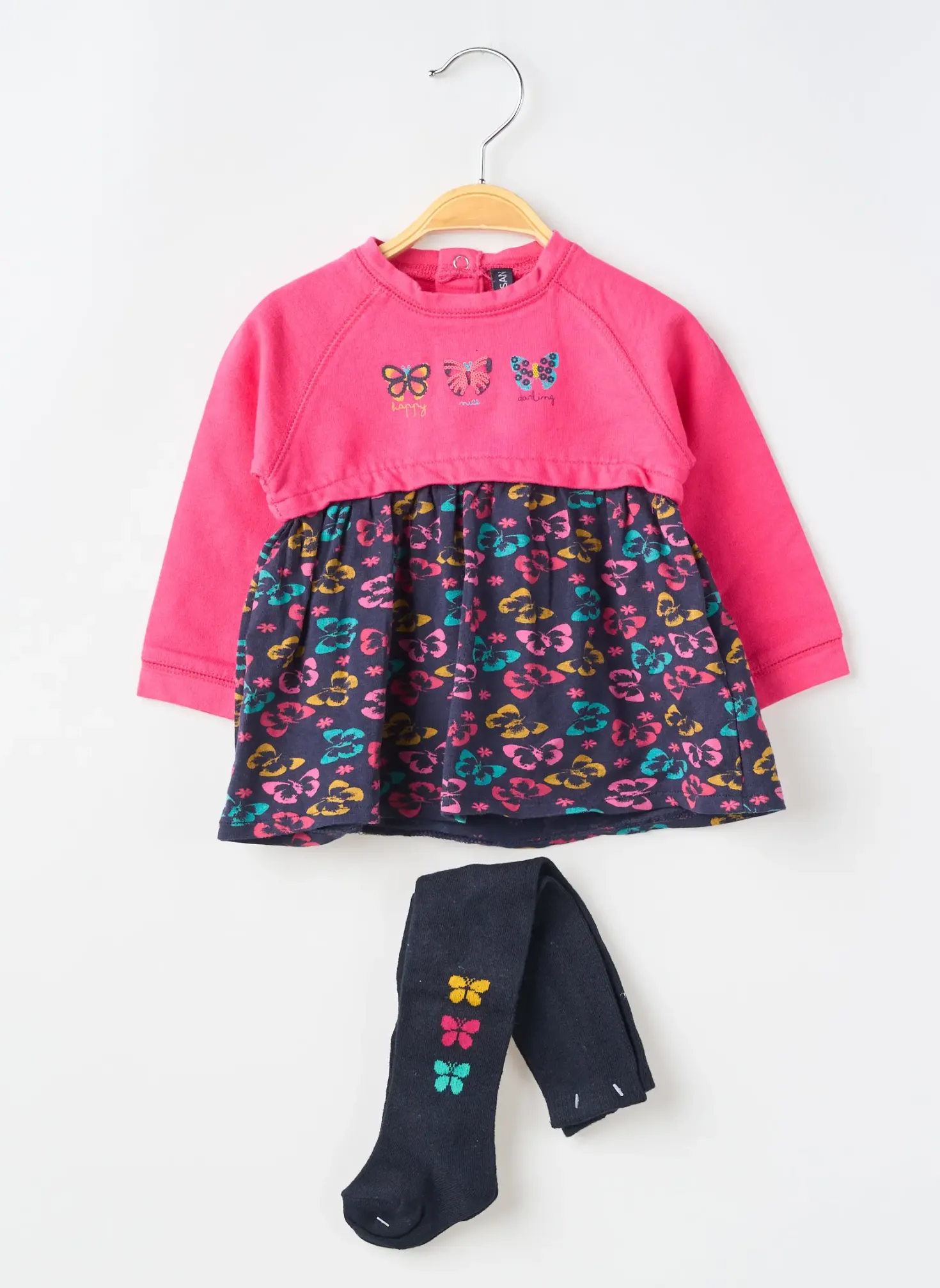 Robe Courte Losan Rose Manches Longues
