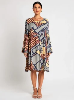Robe Courte Manila Grace Bleu Manches Longues
