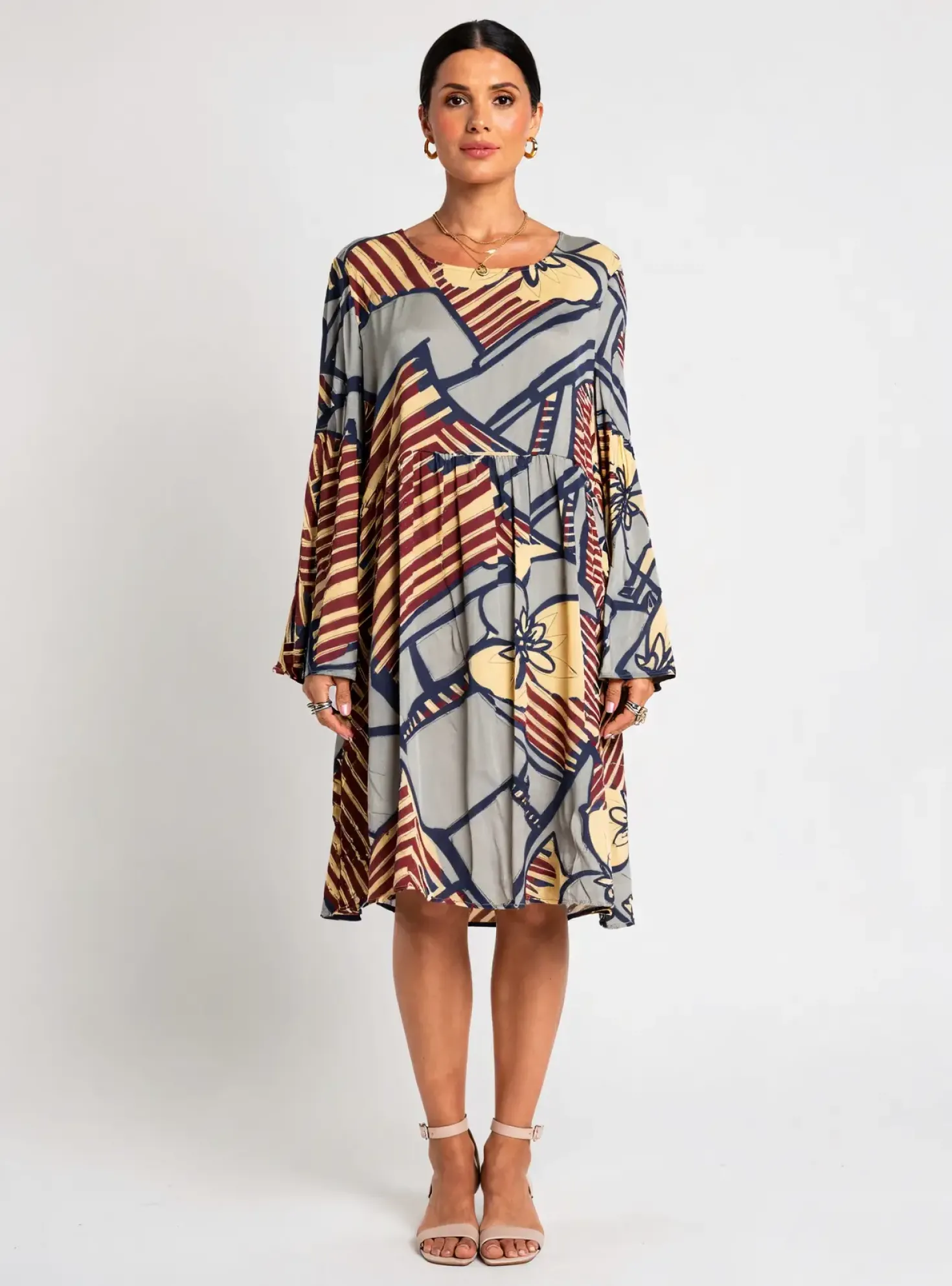 Robe Courte Manila Grace Bleu Manches Longues