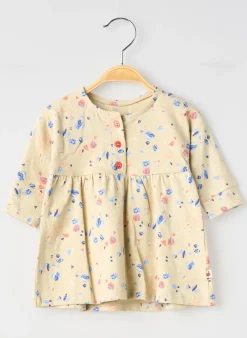 Robe Courte Moulin Roty Beige Manches Longues