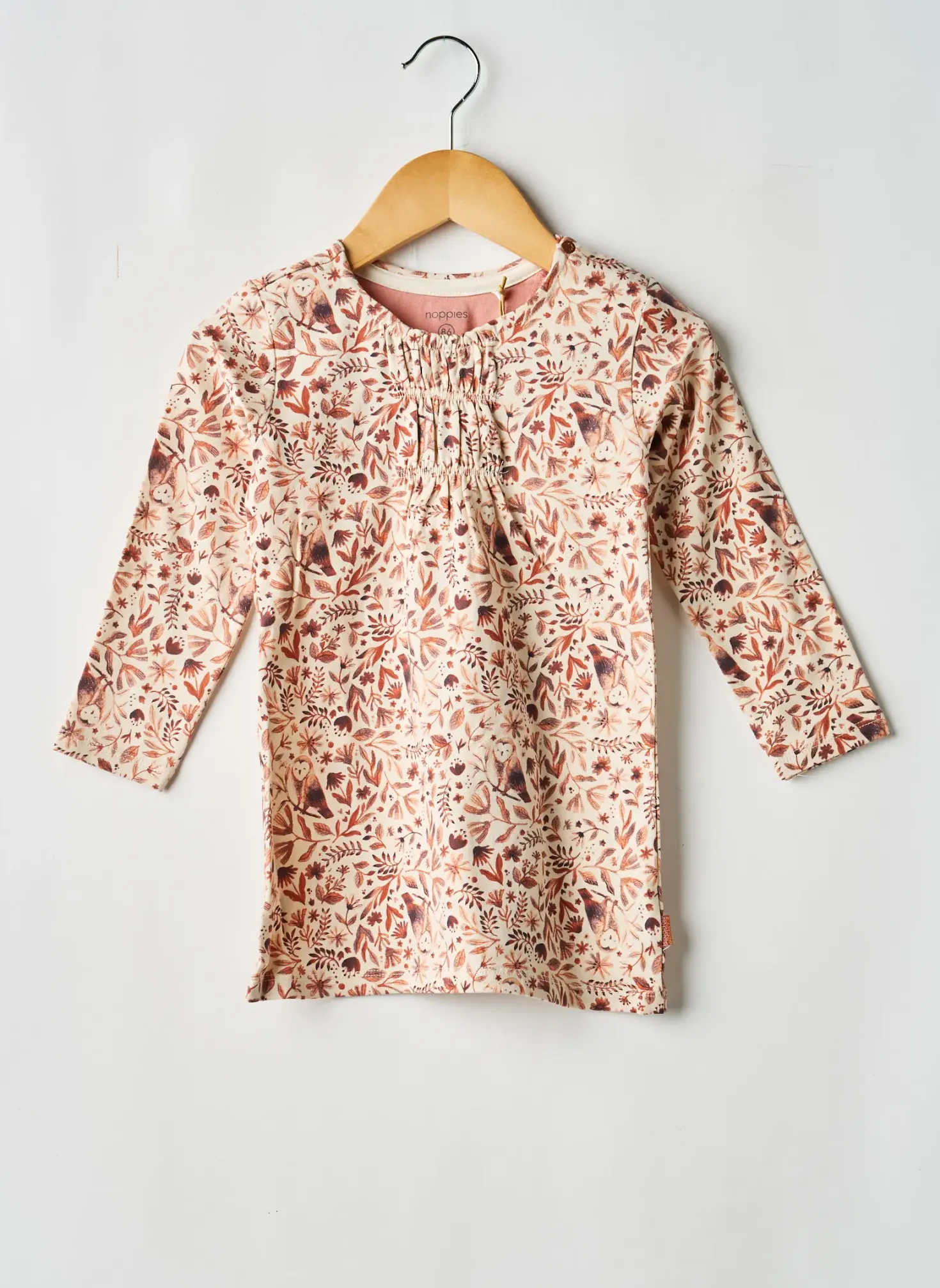 Robe Courte Noppies Beige Manches Longues