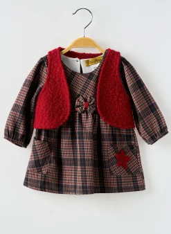 Robe Courte P'tit Môme Rouge Manches Longues