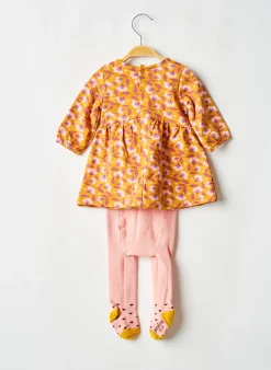 Robe Courte Sucre D'orge Orange Manches Longues