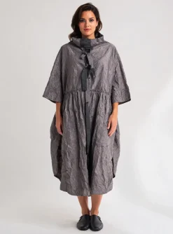 Robe Longue Amma Gris Manches Courtes