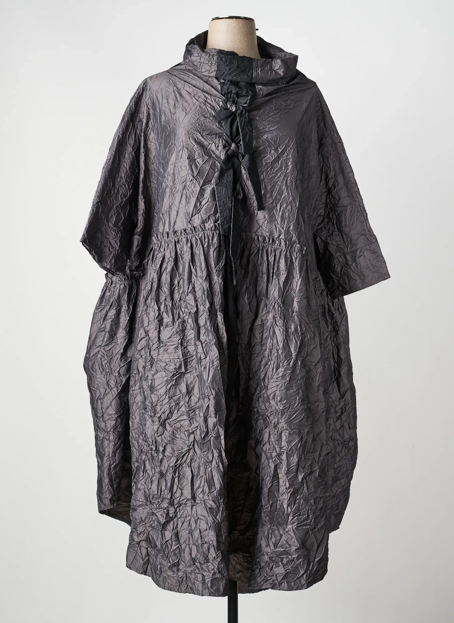 Robe Longue Amma Gris Manches Courtes