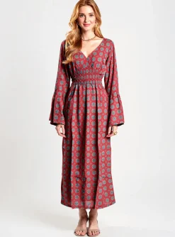 Robe Longue Bamboo's Rouge Manches Longues