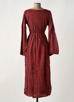 Robe Longue Bamboo's Rouge Manches Longues