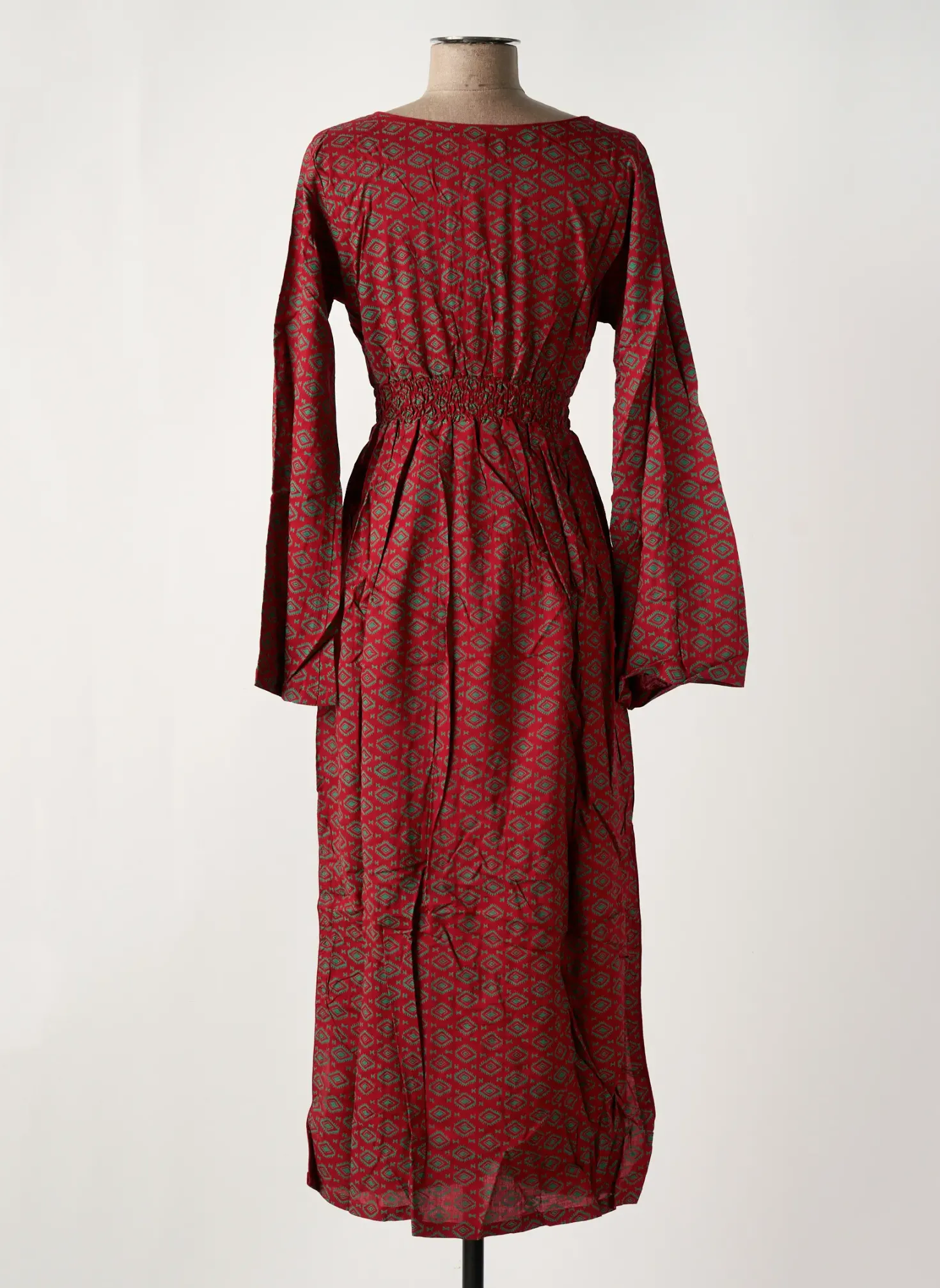 Robe Longue Bamboo's Rouge Manches Longues