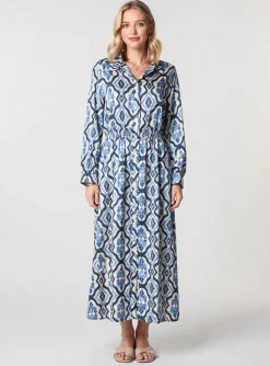 Robe Longue La Petite Etoile Bleu Manches Longues