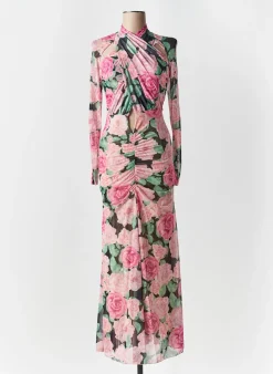 Robe Longue Lumina Rose Manches Longues