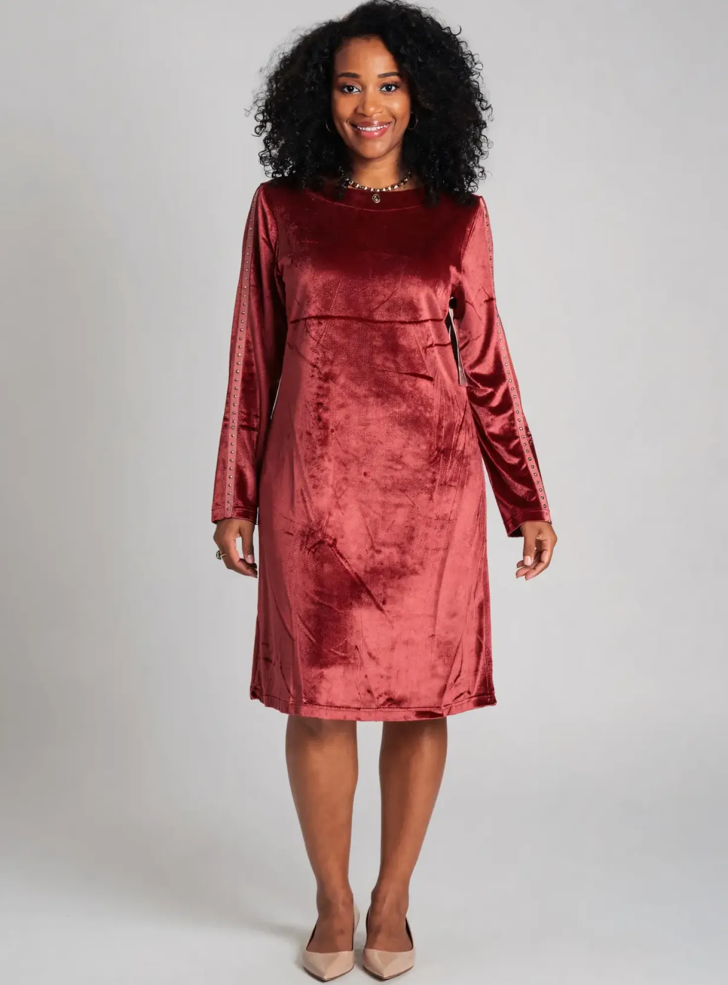 Robe Mi-longue Agathe & Louise Rouge Manches Longues