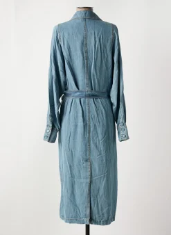 Robe Mi-longue Angela Davis Bleu Manches Longues