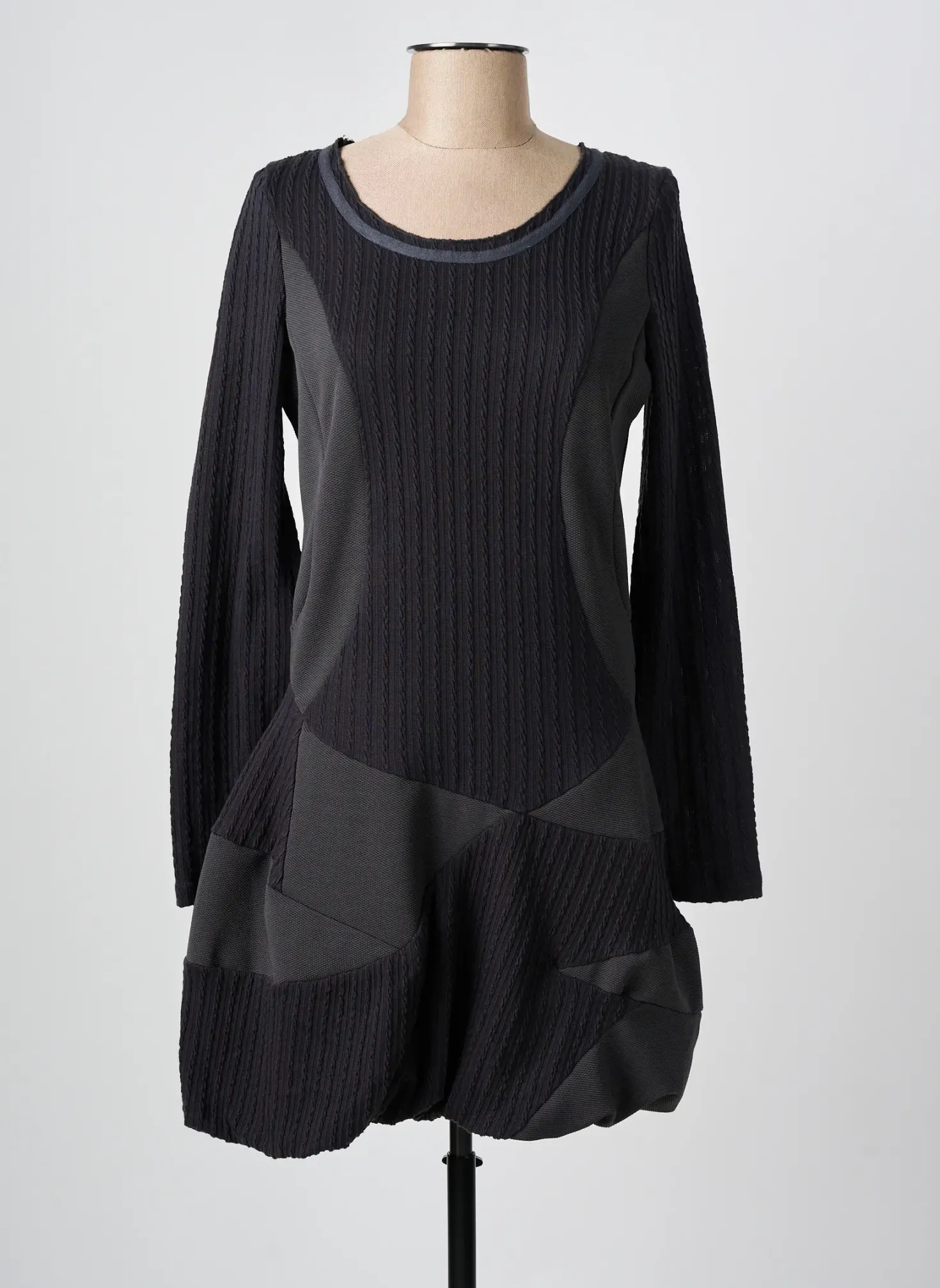 Robe Mi-longue Areline Gris Manches Longues