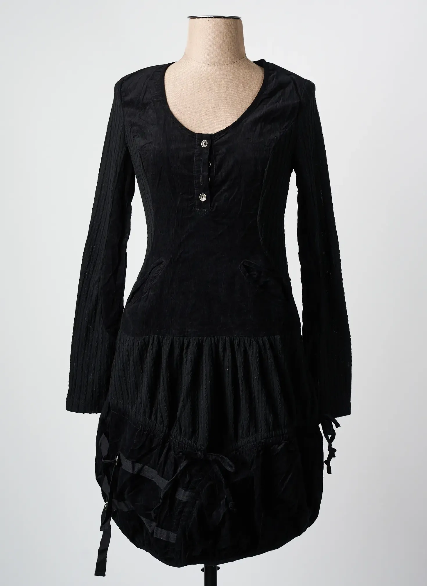 Robe Mi-longue Areline Noir Manches Longues