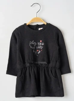 Robe Mi-longue Baby Bol Noir Manches Longues