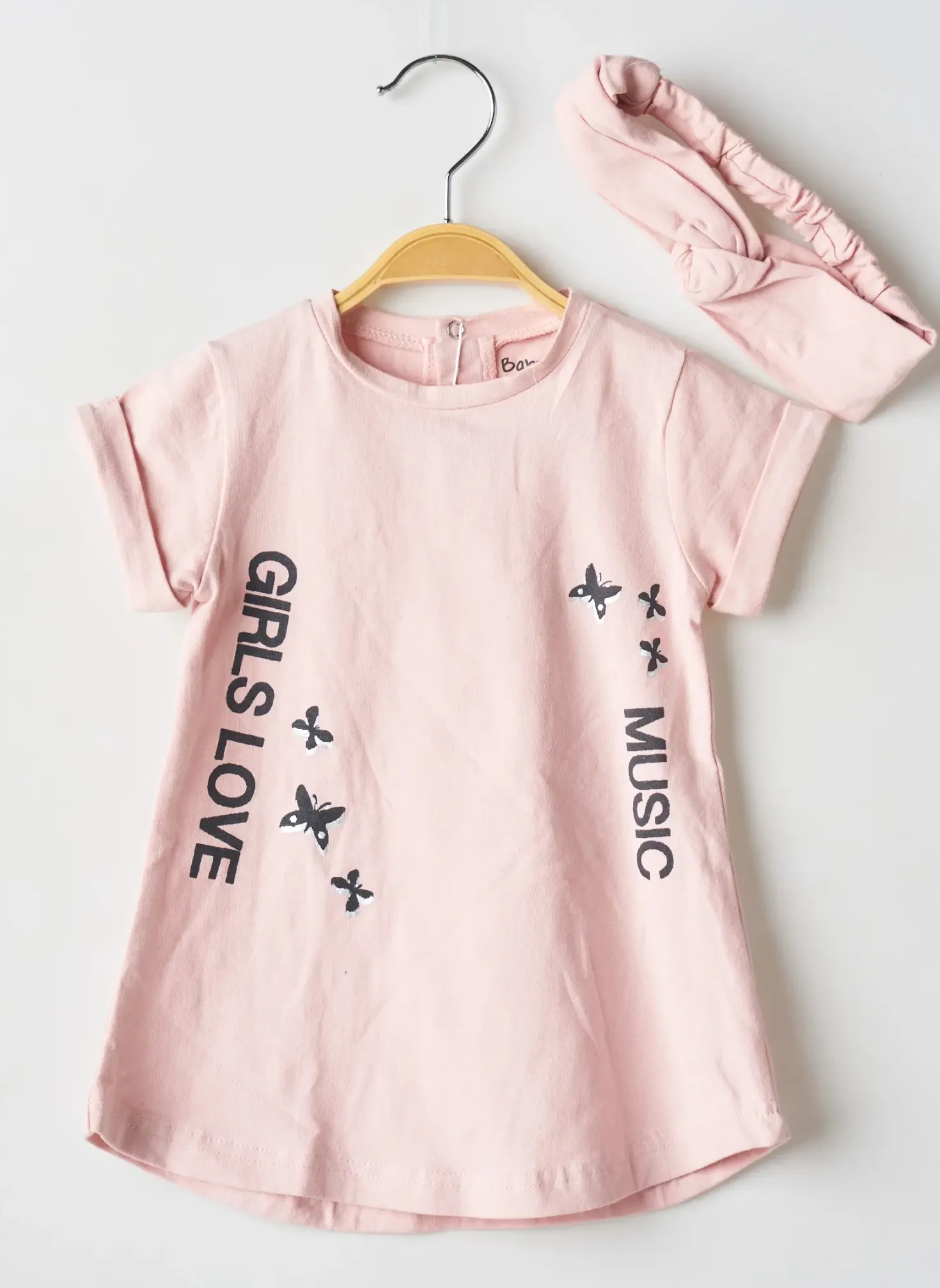 Robe Mi-longue Baby Bol Rose Manches Courtes