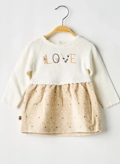 Robe Mi-longue Boboli Beige Manches Longues