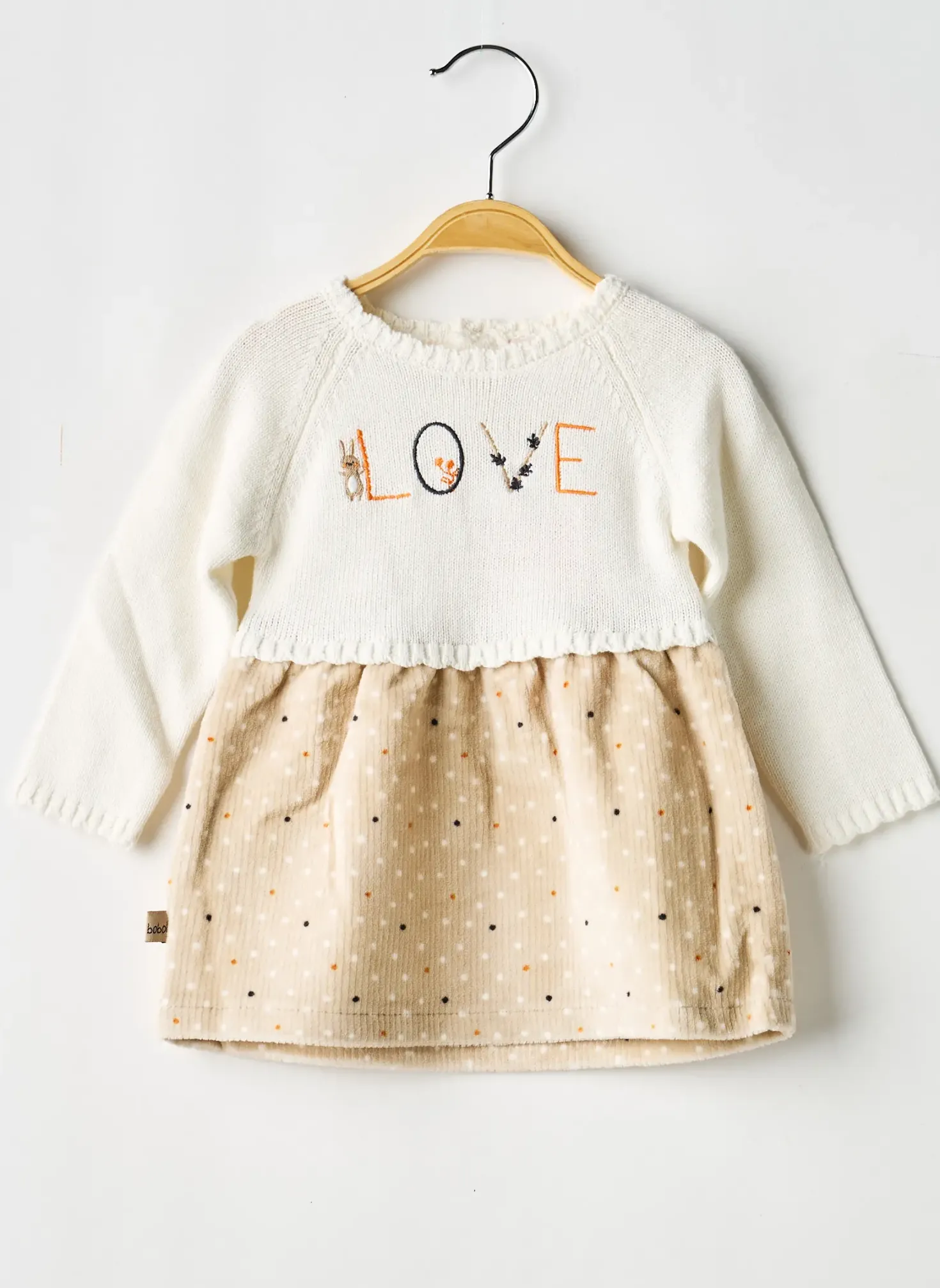 Robe Mi-longue Boboli Beige Manches Longues