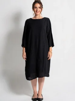 Robe Mi-longue Cecil Noir Manches 3/4