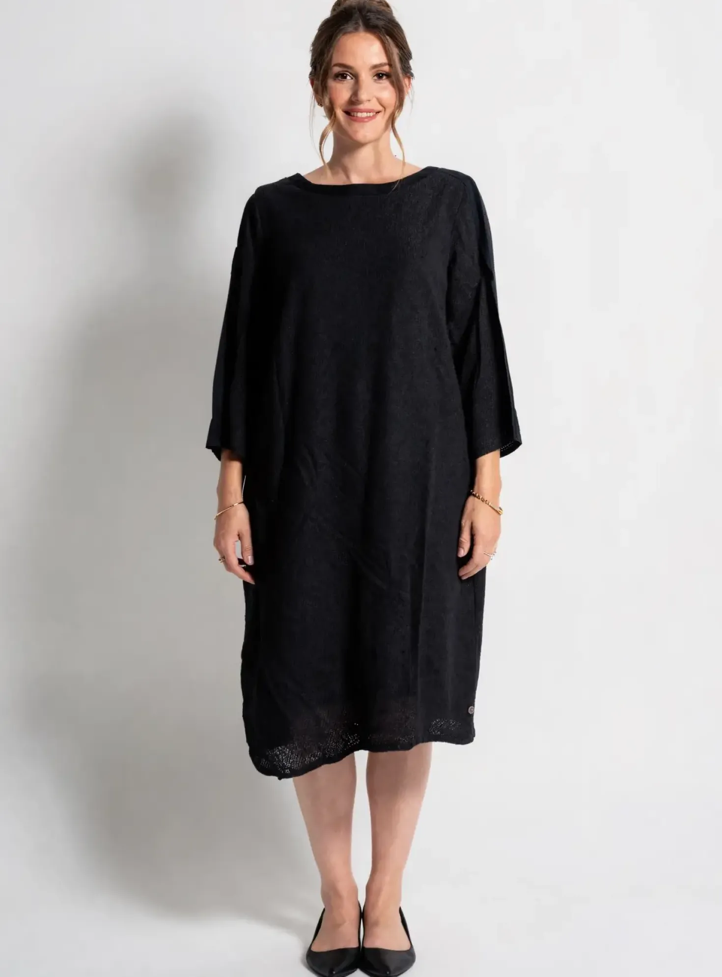 Robe Mi-longue Cecil Noir Manches 3/4