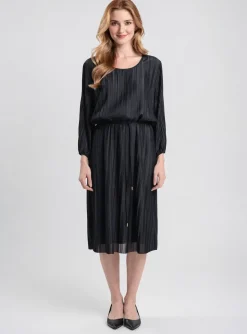 Robe Mi-longue Damart Noir Manches Longues