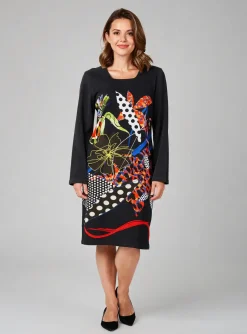Robe Mi-longue France Rivoire Noir Manches Longues