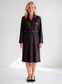 Robe Mi-longue France Rivoire Rouge Manches Longues