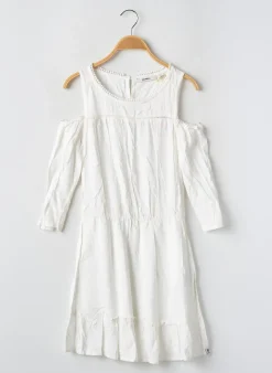 Robe Mi-longue Garcia Blanc Manches Longues
