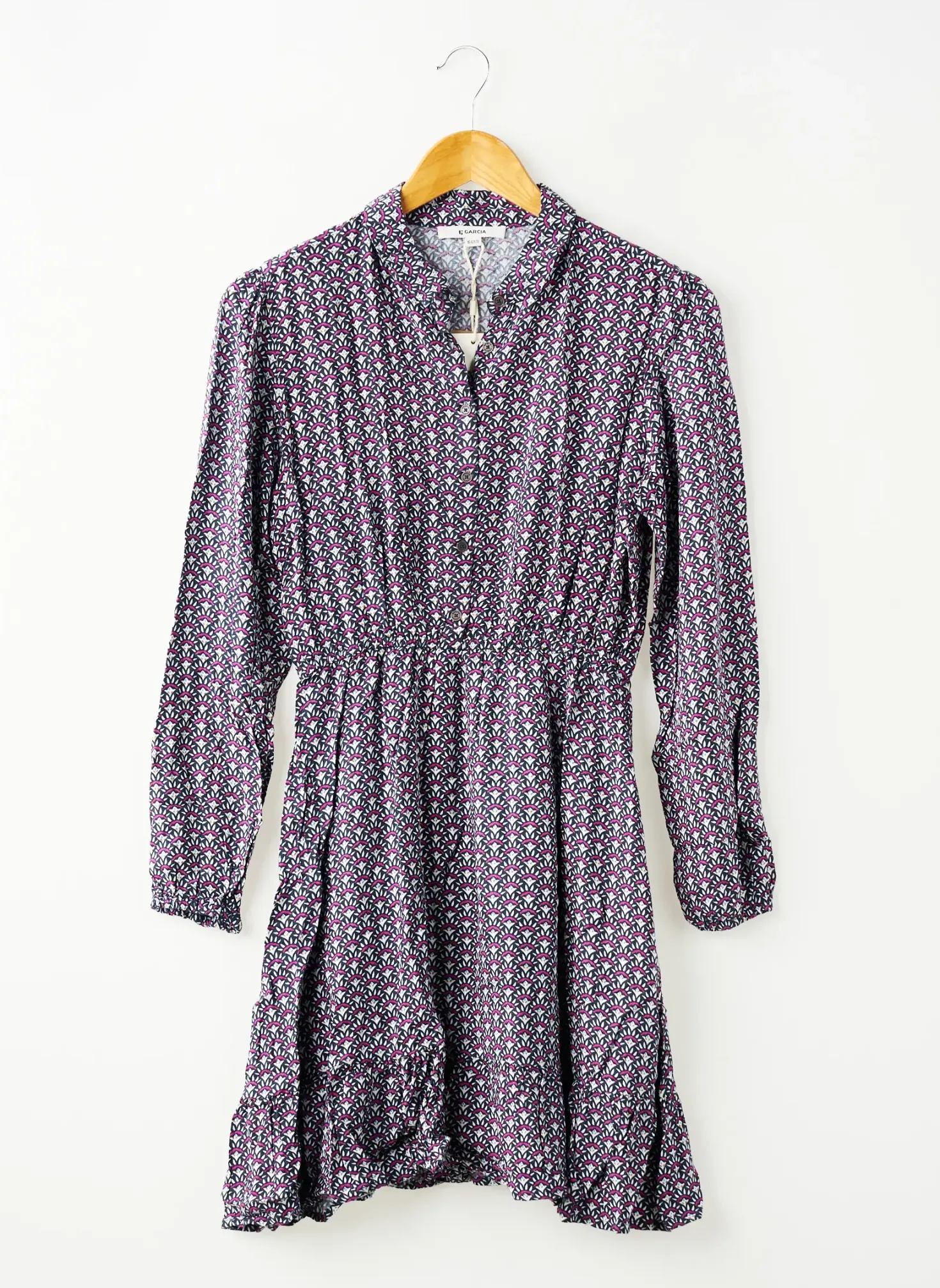 Robe Mi-longue Garcia Bleu Manches Longues