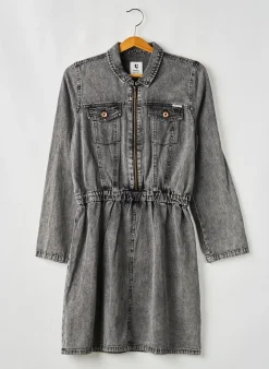 Robe Mi-longue Garcia Gris Manches Longues