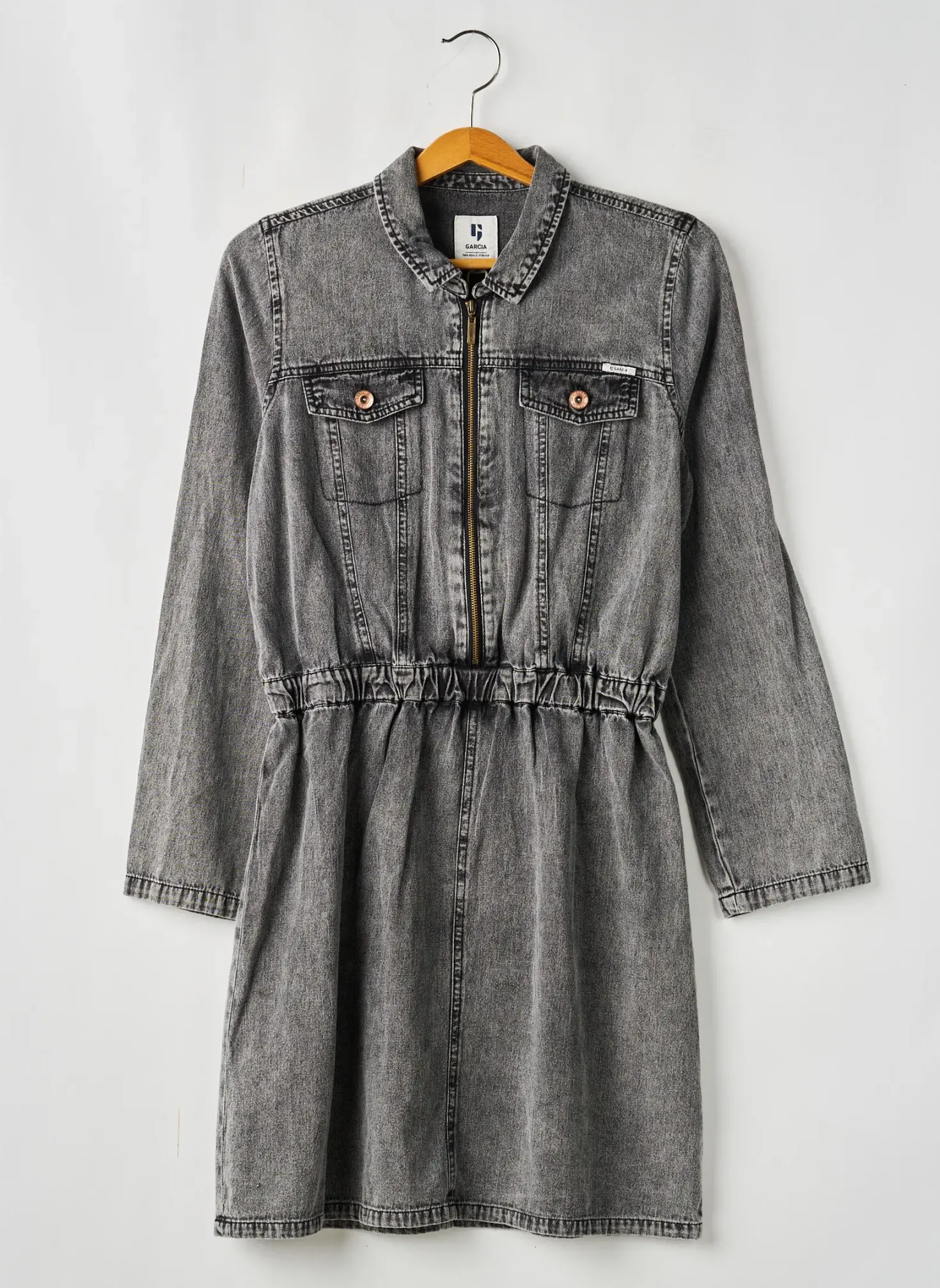 Robe Mi-longue Garcia Gris Manches Longues
