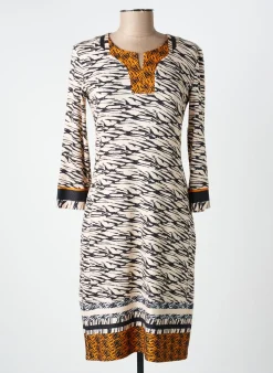 Robe Mi-longue Gevana Beige Manches 3/4