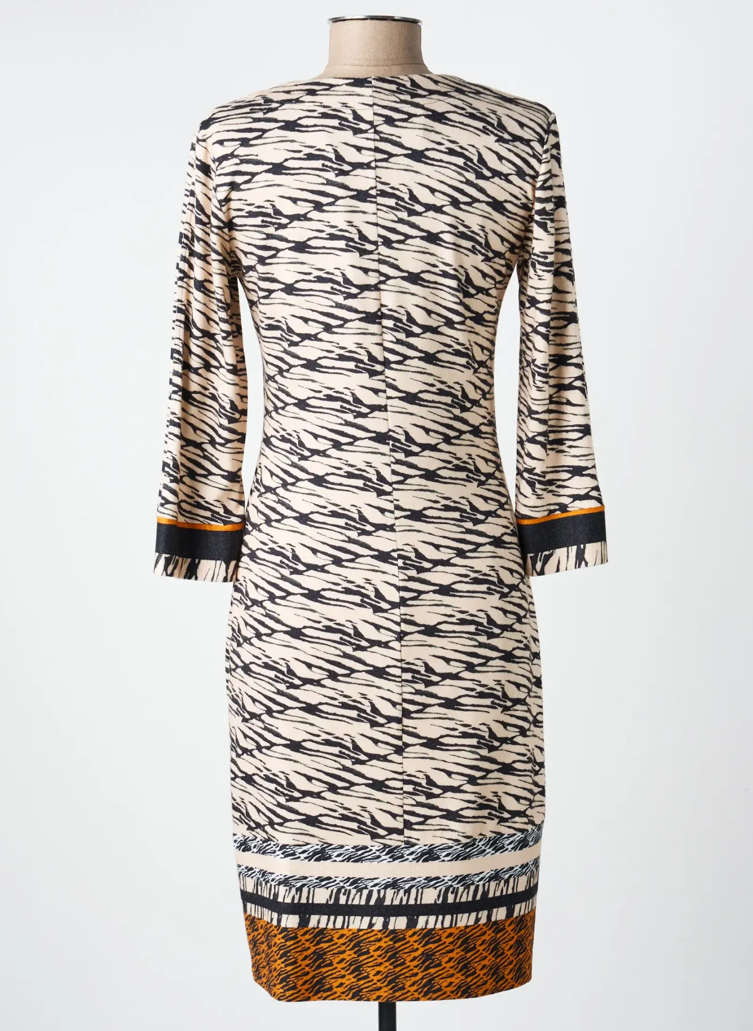 Robe Mi-longue Gevana Beige Manches 3/4
