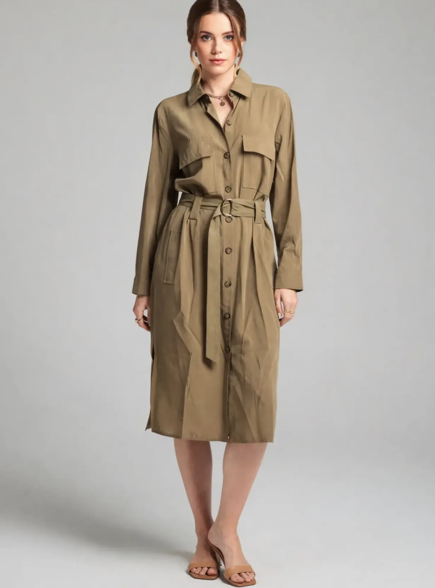 Robe Mi-longue Grace & Mila Vert Manches Longues