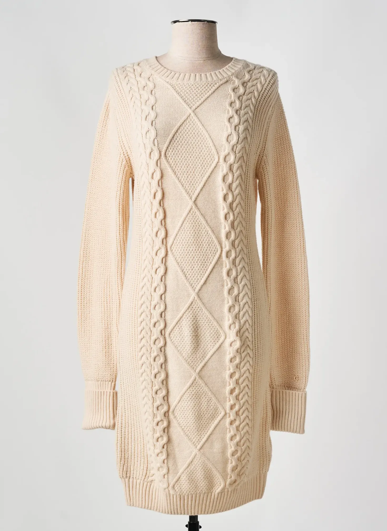 Robe Mi-longue Guess Beige Manches Longues