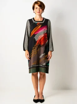 Robe Mi-longue Guy Dubouis Noir Manches Longues