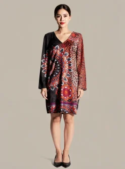 Robe Mi-longue 101 Idees Noir Manches Longues