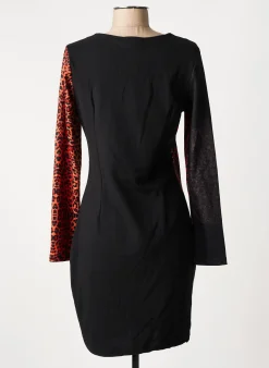 Robe Mi-longue 101 Idees Noir Manches Longues