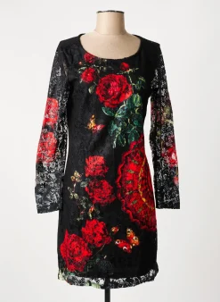Robe Mi-longue 101 Idees Noir Manches Longues