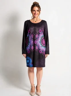 Robe Mi-longue 101 Idees Noir Manches Longues