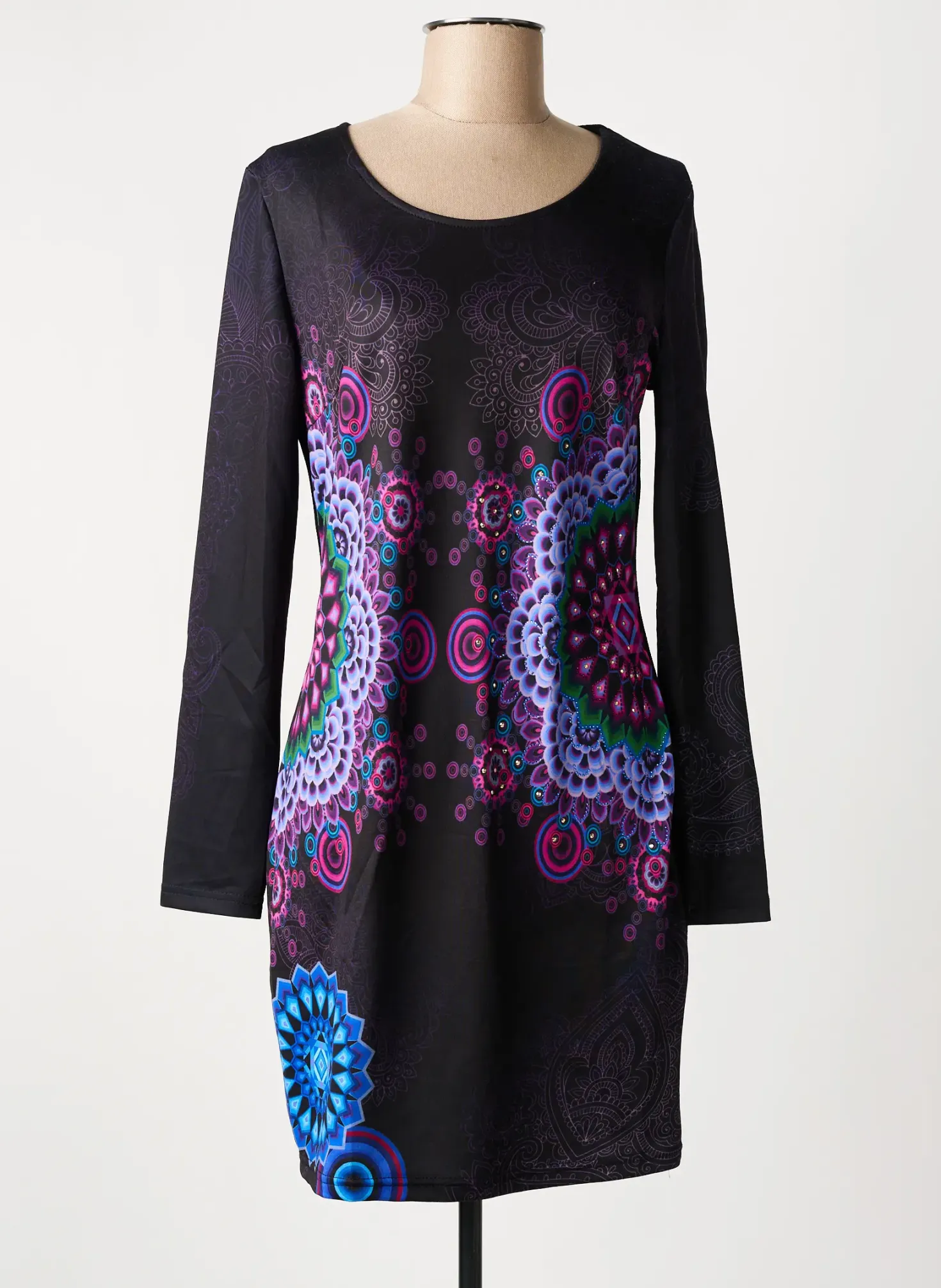 Robe Mi-longue 101 Idees Noir Manches Longues