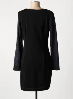 Robe Mi-longue 101 Idees Noir Manches Longues